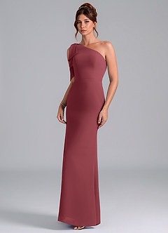 Azazie Rinna Bridesmaid Dresses Merlot Mermaid One Shoulder Chiffon Dress image3