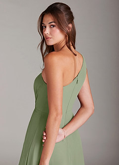 Azazie Brooke Bridesmaid Dresses Pistachio A-Line One Shoulder Chiffon Dress image2