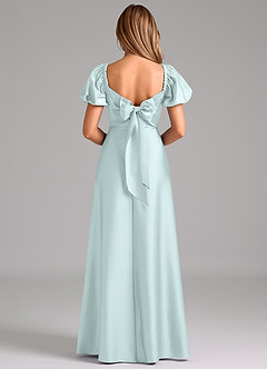 Azazie Fatima Bridesmaid Dresses Sea Glass A-Line Sweetheart Neckline Stretch Satin Dress image6