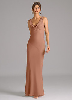 Azazie Rylina Brautjungfernkleider Meerjungfrau-Linie Plissee Chiffon Kleid Bronzer image3