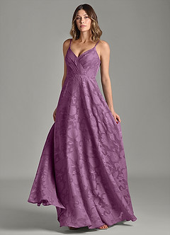 Azazie Amani Bridesmaid Dresses Wisteria A-Line Pleated Floral Burnout Dress image4