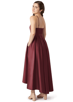 Azazie Jemima Junior A-Linie mit Taschen Stretch-Satin Kleid Merlot image5