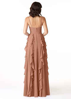 Azazie Peyton Robes de demoiselle d'honneur Robe Trapèze en Mousseline de soie Rayé Bronze image2