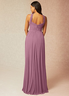 Azazie Hillian Bridesmaid Dresses Vintage Mauve A-Line Halter Pleated Mesh Dress image2