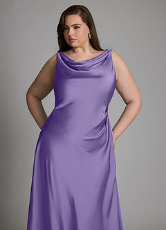 Azazie Nerine Bridesmaid Dresses Tahiti A-Line Pleated Stretch Satin Dress image11