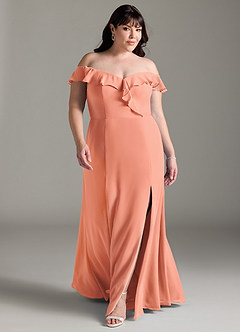 Azazie Sophie Brautjungfernkleider Wandelbar A-Linie Schulterfrei Chiffon Kleid Sonnenuntergang image6