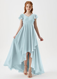 Azazie Caria Junior Mist A-Line Pleated Chiffon Dress image6