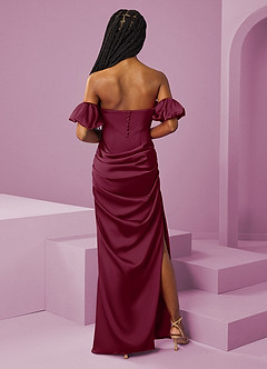 Barbie ♥ Azazie Vestidos de damas de honor Vestido de Mora de Satén Elástico de Corte Recto Convertible con Vestidos sin tirantes image9