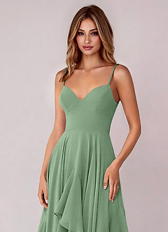 Azazie Zaina Bridesmaid Dresses Matcha A-Line Chiffon Dress image2