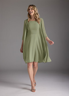 Azazie Shirley Mother of the Bride Dresses Pistachio A-Line Scoop Pleated Chiffon Dress image2