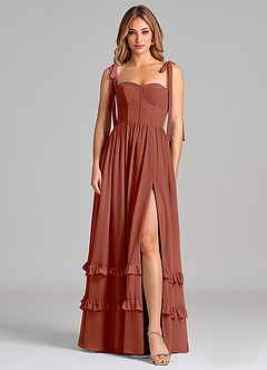 Azazie Anastacia Bridesmaid Dresses Auburn A-Line Sweetheart Neckline Chiffon Dress image1