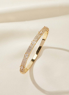 front Bracelet jonc en zircon à quatre feuilles