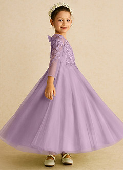 Azazie Precious Blumenmädchenkleider A-Linie Spitze Tüll Kleid Blauregen image3