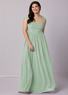 Barbie ♥ Azazie Bridesmaid Dresses Agave A-Line Corset Chiffon Dress image12