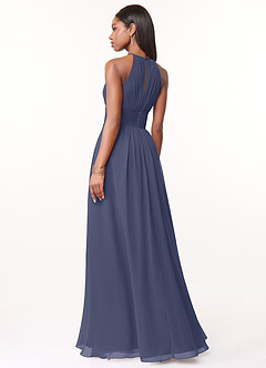 Azazie Bonnie Bridesmaid Dresses Stormy A-Line Keyhole Ruched Chiffon Dress image2