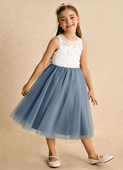 Azazie Lina Flower Girl Dresses Ivory Twilight Ball-Gown Lace Dress image4