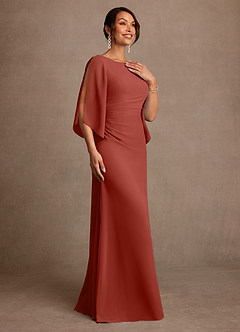 Azazie Anaheim Mother of the Bride Dresses Terracotta A-Line Pleated Chiffon Dress image3