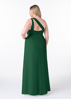 Azazie Maive Bridesmaid Dresses Dark Green Sheath Pleated Ruffle Chiffon Dress image8