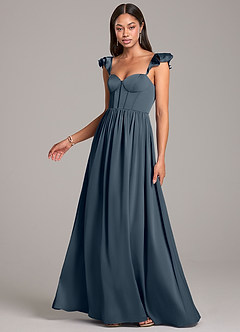 Azazie Denisse Brautjungfernkleider A-Linie Gestreift Stretch-Satin Kleid Zwielichtviolett image3