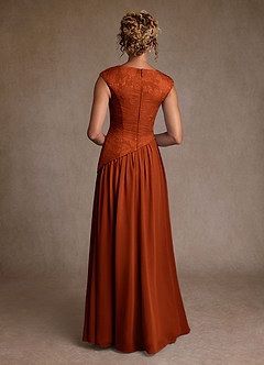 Azazie Kalleen Mother of the Bride Dresses Paprika A-Line Pleated Chiffon Dress image3