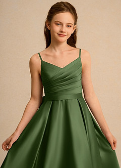 Azazie Sweets Junior Formal Flower Girl Klänningar Klä A-Line i Matt satäng Plisserad image6