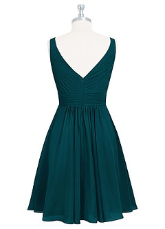 Azazie Grace Robes de demoiselle d'honneur Robe Trapèze en Mousseline de soie Plissée Vert Pin image8
