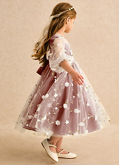 Azazie Elowen Flower Girl Dresses Auburn A-Line Sweetheart Neckline Lace Dress image6
