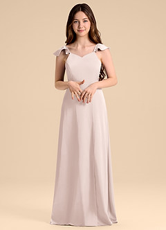 Azazie Everett Junior Vestido de Rosa Rubor de Satén Elástico de Corte en A con Lazo image5