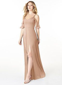 Azazie Andie Schlussverkauf A-Linie Gestreift Stretch-Satin Kleid Agave image4