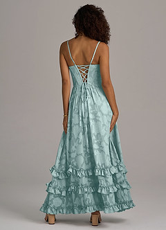 Azazie Lettie Bridesmaid Dresses Mist A-Line Corset Floral Burnout Dress image6