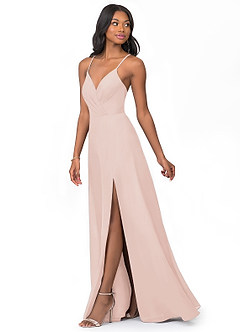 Azazie Everleigh Abiti da Damigella Abito A-Line in Chiffon con Scollo a Cuore a Pieghe Petalo Di Rosa image6