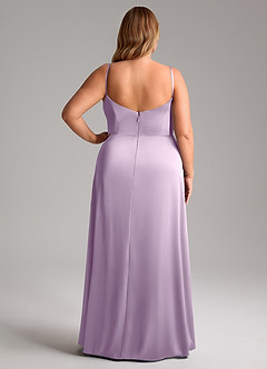 Azazie Azuree Vestidos de damas de honor Vestido de Lila Esmerilada de Satén Elástico de Corte en A con Plisado image10