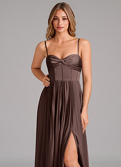 Azazie Akiko Bridesmaid Dresses Ganache A-Line Sweetheart Neckline Stretch Satin Dress image8