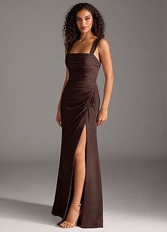 Azazie Jesaphine Bridesmaid Dresses Ganache Sheath Bow Chiffon Dress image3