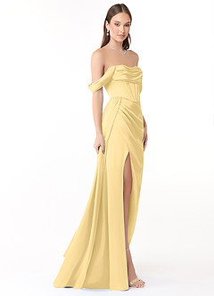 Azazie Amyra Bridesmaid Dresses Butter Mermaid Off the Shoulder Stretch Satin Convertible Dress image4