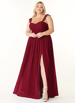 Azazie Metz Bridesmaid Dresses Burgundy A-Line Sweetheart Ruched Chiffon Dress image7