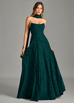 Azazie Gabriela Bridesmaid Dresses Pine A-Line Strapless Floral Burnout Dress image7