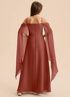 Azazie Moana Junior Linia A Pofałdowany Szyfon Długość podłogi Młodsza druhna Sukienka image5