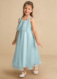 Azazie Bunie Flower Girl Dresses Mist A-Line Spaghetti Strap Tulle Dress image6