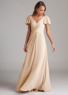 Azazie Soren Bridesmaid Dresses White Alabaster A-Line Ruched Chiffon Dress image5
