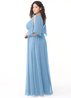 Azazie Temeka Bridesmaid Dresses Powder Blue A-Line Ruched Chiffon Dress image10