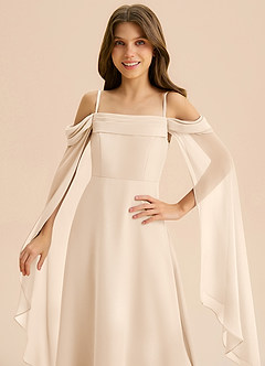 Azazie Moana Junior Linia A Pofałdowany Szyfon Długość podłogi Młodsza druhna Sukienka image7