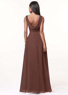 Azazie Karina Bridesmaid Dresses Espresso A-Line Pleated Chiffon Dress image2
