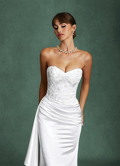 Azazie Angel Vestidos de novia Vestido Diamante Blanco de Charmeuse de Corte Sirena con Palabra de honor image9
