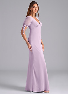Azazie Pheby Jurken voor bruidsmeisjes Jurk van Chiffon met A-Lijn Geplooid Frosted Lila image5