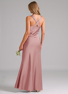 Azazie Kamila Bridesmaid Dresses Dusty Rose A-Line Pleated Stretch Satin Dress image2