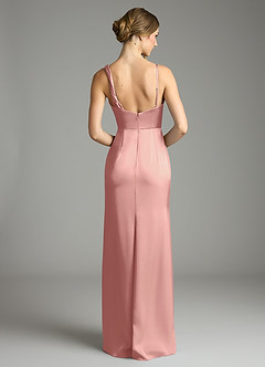 Azazie Samara Robes de demoiselle d'honneur Robe Sirène en Satin extensible Plissée Rosette image2