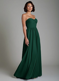 Azazie Petra Bridesmaid Dresses Emerald A-Line Corset Chiffon Dress image5