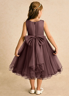 Azazie Lass Flower Girl Dresses Espresso A-Line Bow Tulle Dress image1