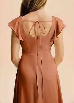 Azazie Bondi Junior Copper A-Line Side Slit Stretch Satin Dress image6